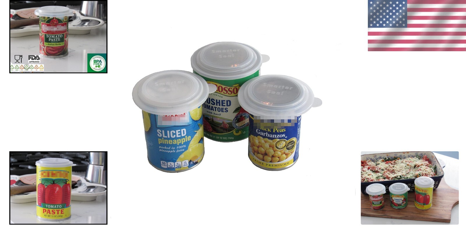8-Pack Clear Food Can Lids – Airtight Seal for 4″ Cans, Reusable & Safe