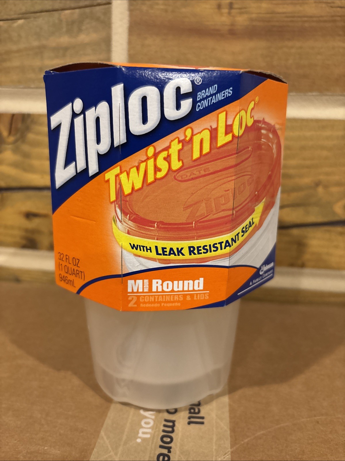 Ziploc Twist ‘n Loc Medium Round 1 Qt 32 oz Containers & Lids 2-pack Leak Resist