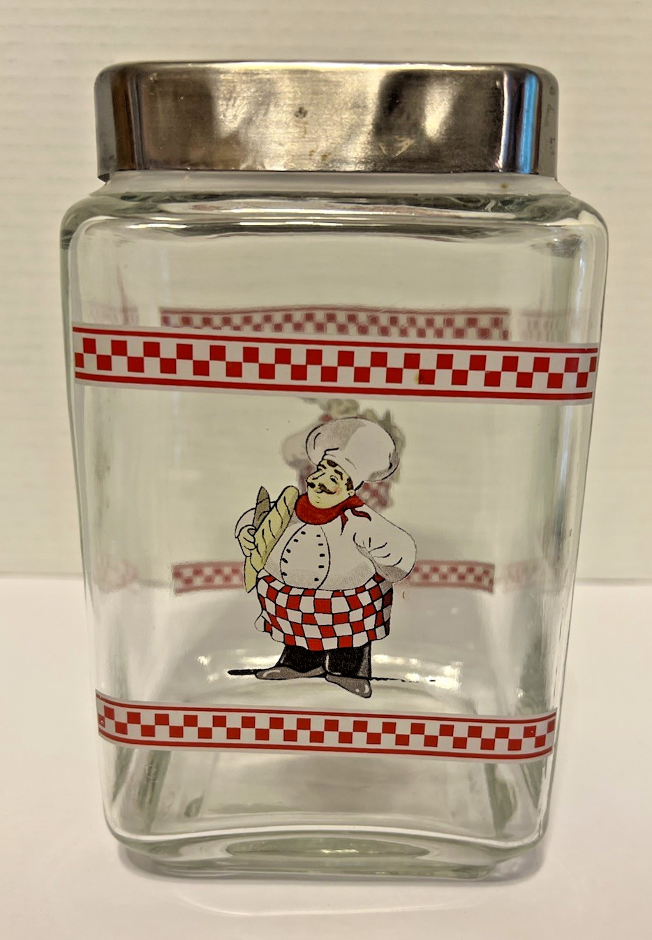 Checkerboard Chef Food Canister 7.5″ X4″X4″ Rectangular-Nice Graphics-Sugar, Tea