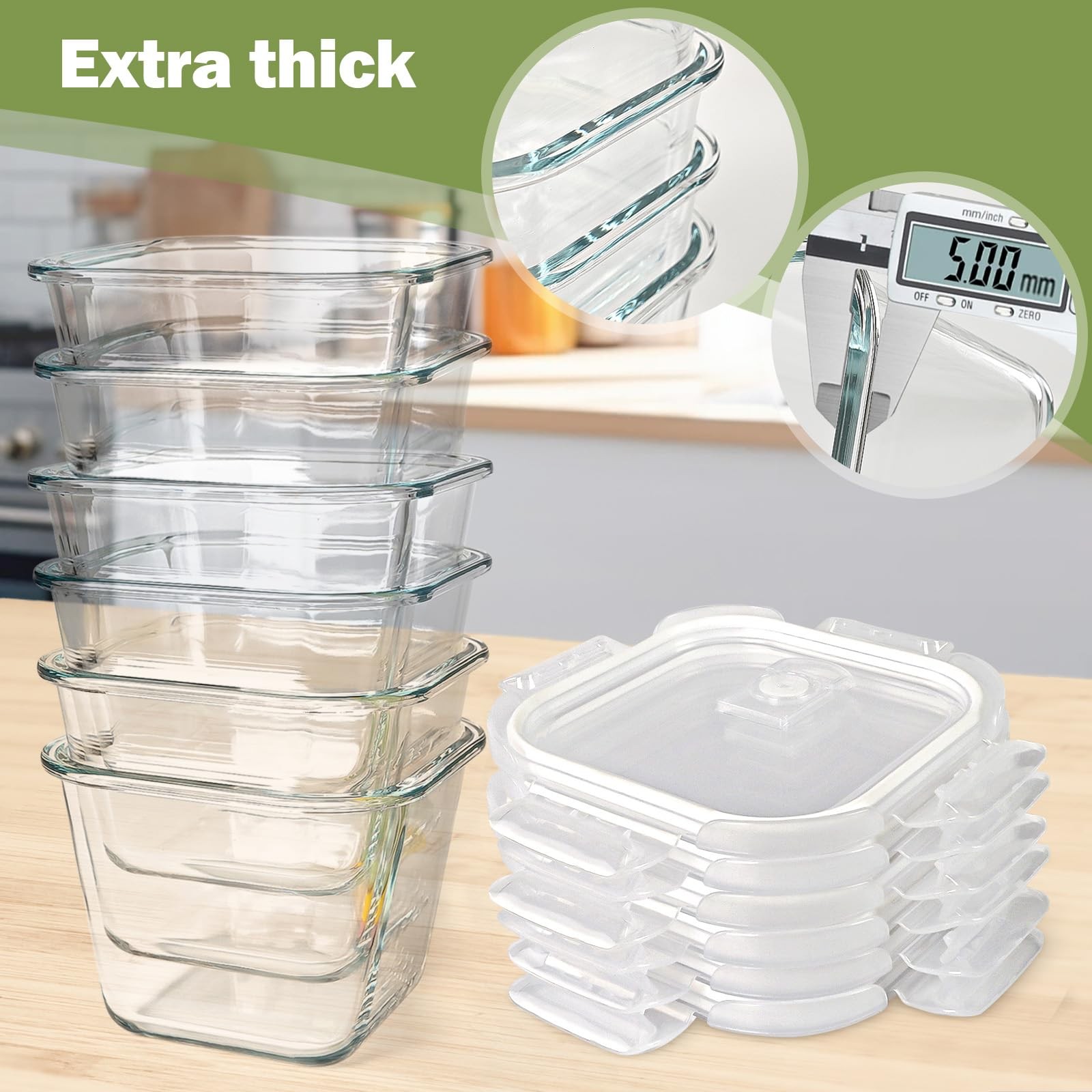 Glass Soup Containers with Lids 32 oz, 4 Cup Glass Storage Containers, Tall B…