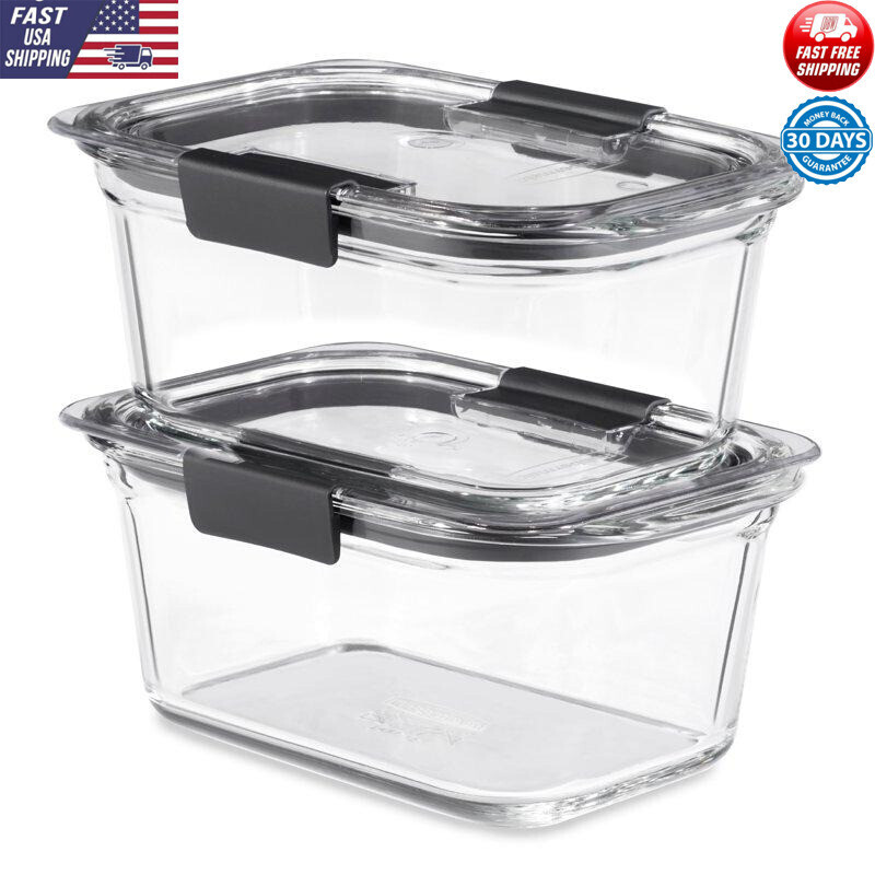 2-Pack 4.7 Cup Glass Food Storage Containers Airtight Leak-Proof Lids BPA-Free