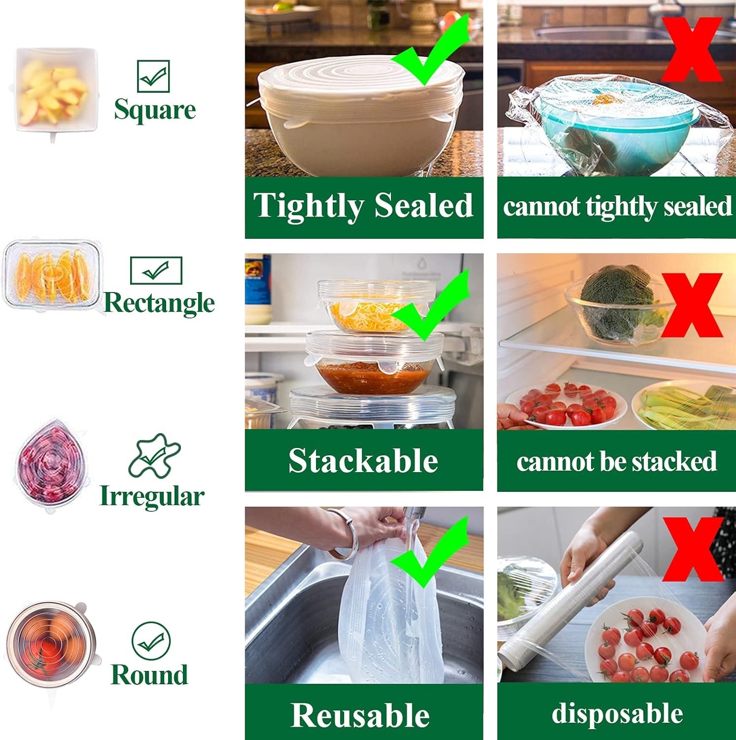Eco-Friendly 12-Pack Silicone Food Covers | Safe, Flexible Lids for Containers