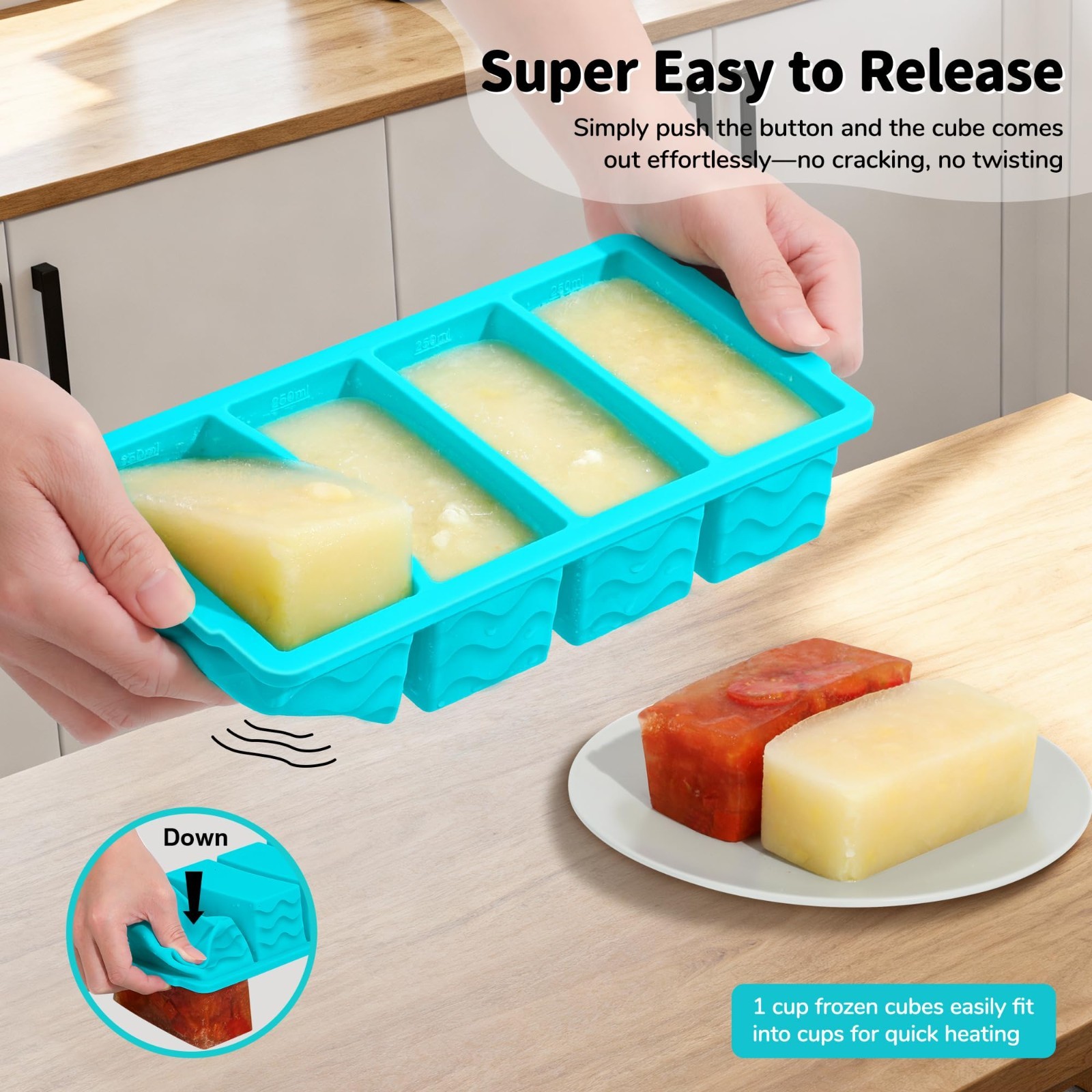 3-Pack Silicone Freezer Trays with Lids – Large & Medium Soup Container Molds fo
