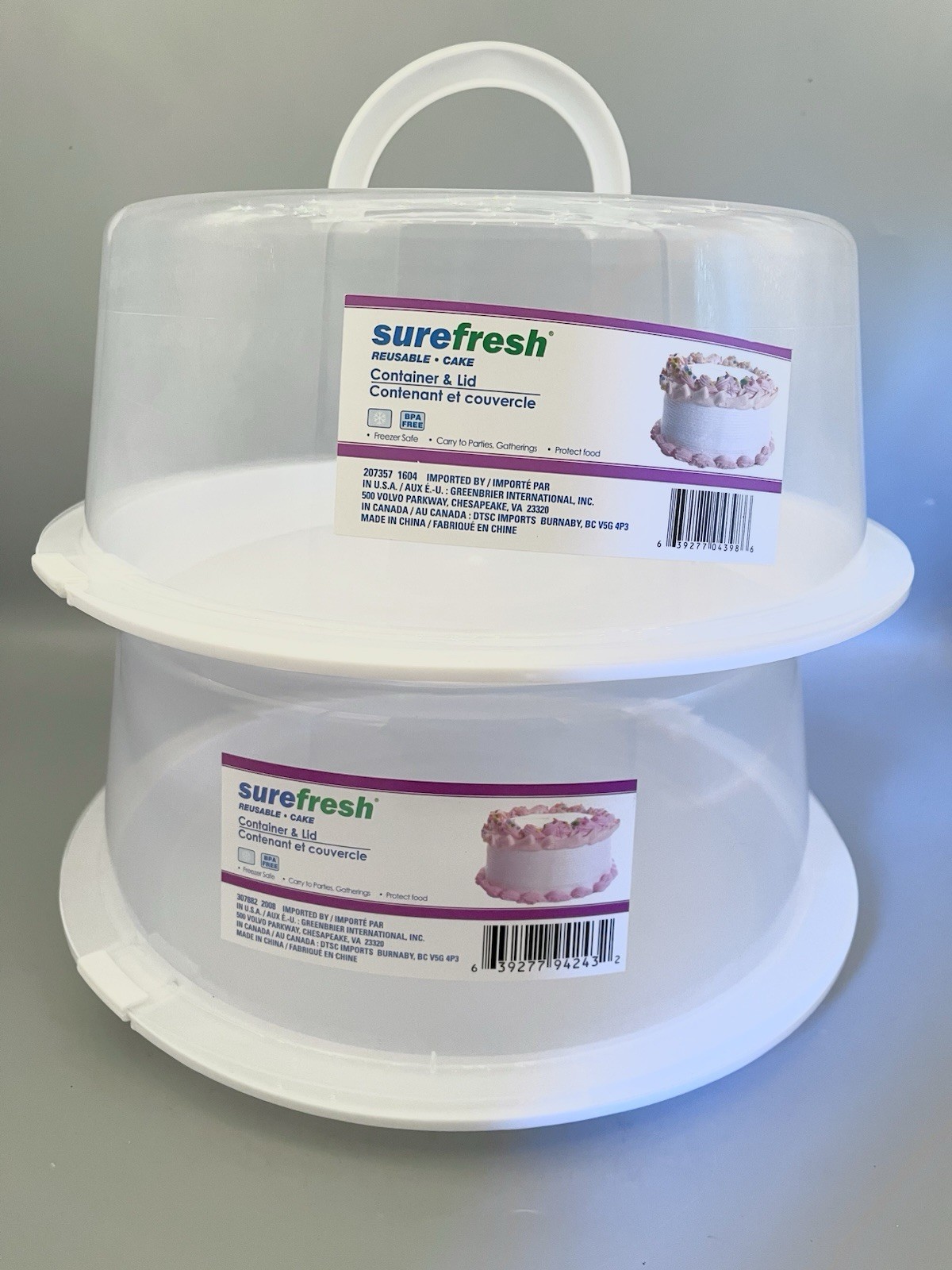 2 Cake Carriers w Lids Handles Reusable Keeper Container Tray Bake Sale Caterer