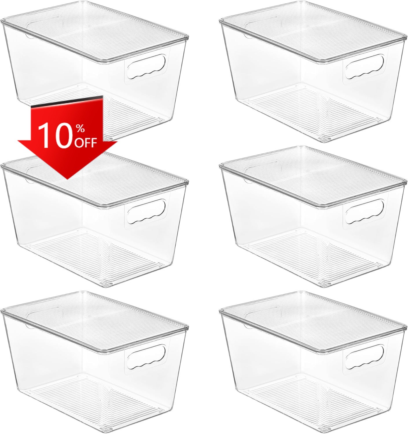 6-Piece Set, Storage Box (with Lid),Large Plastic Storage Container with Handle