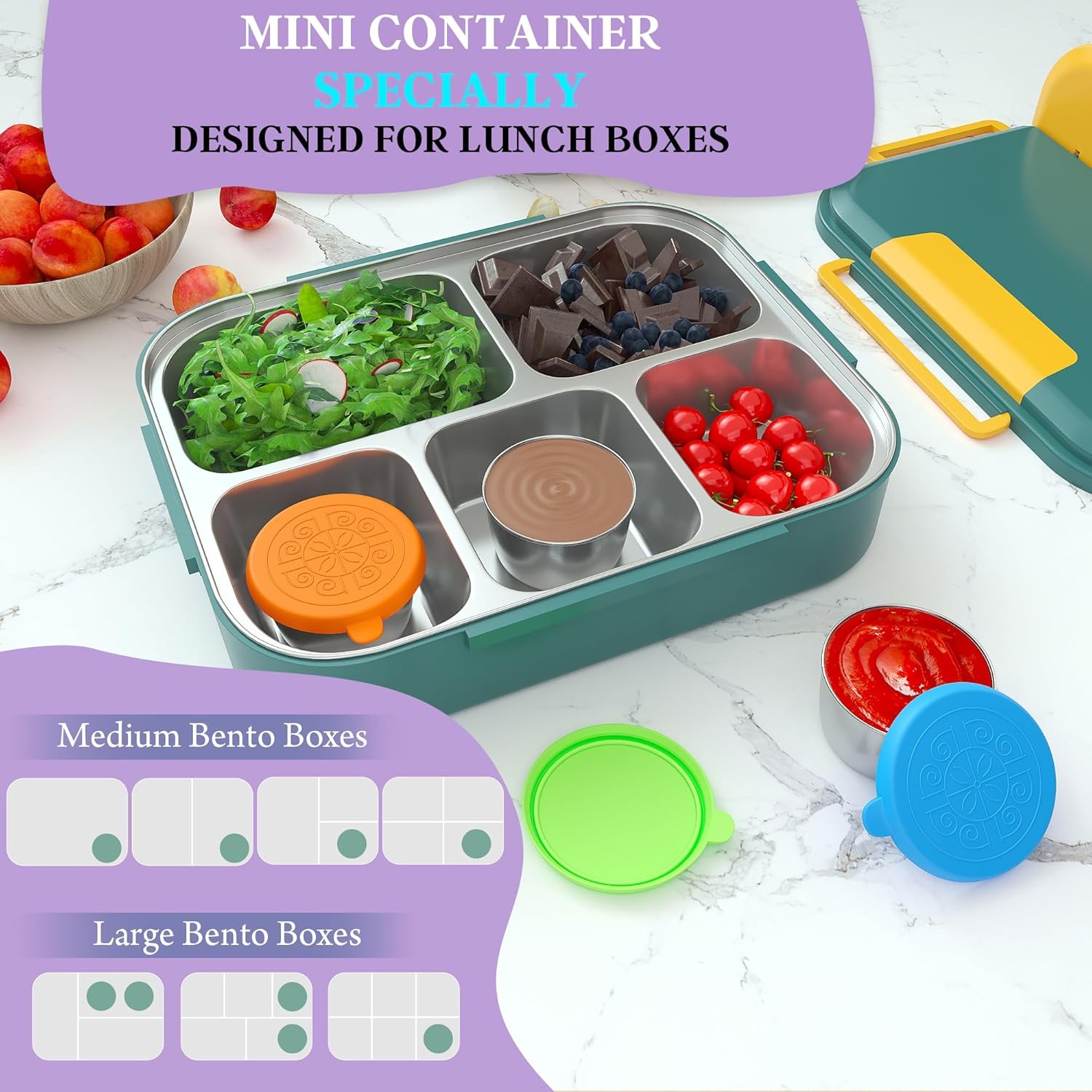 6×1.6 Oz Salad Dressing Containers with Lids, Small Leakproof Reusable Stainless