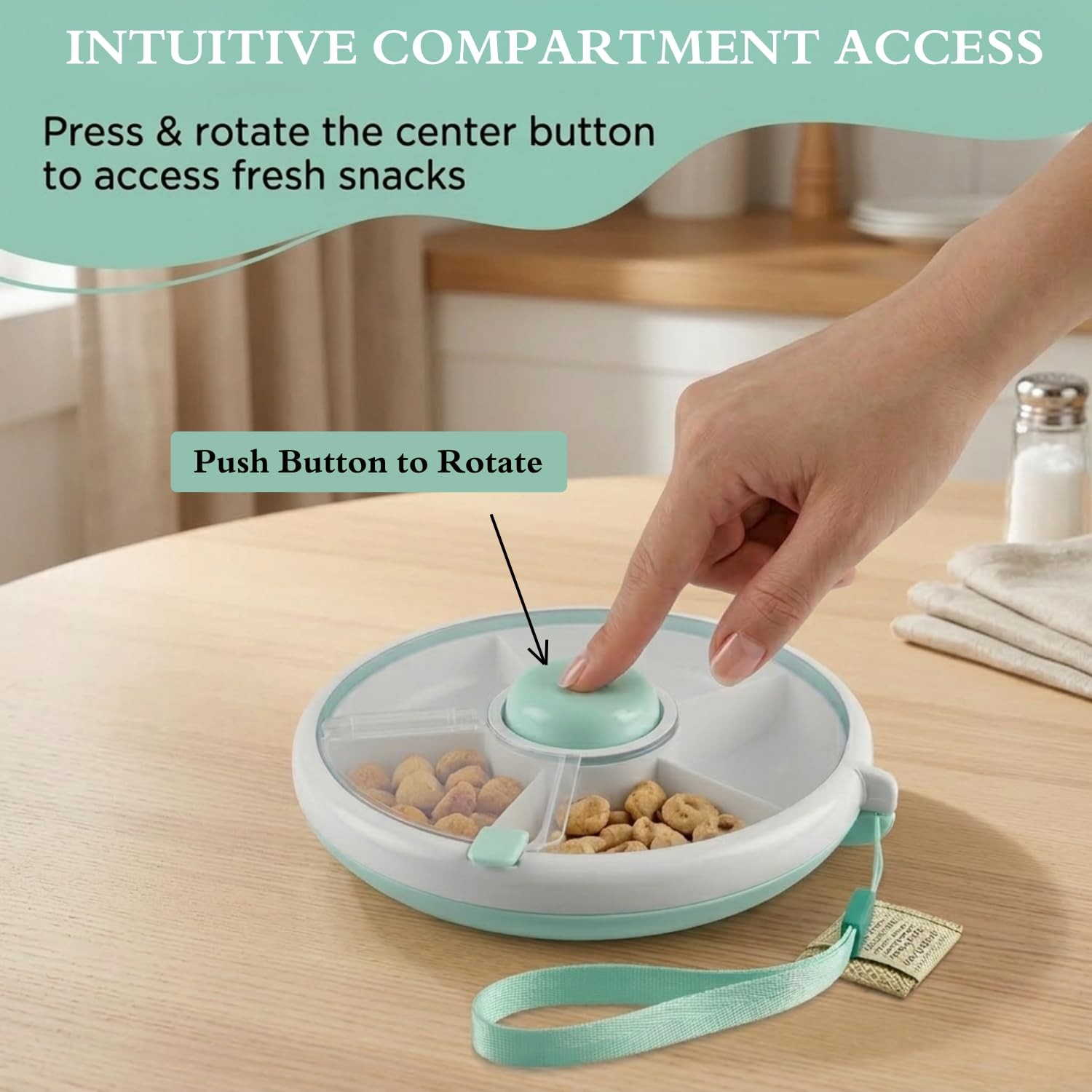 Portable Snack Spinner Bundle, Food Storage Container, Spinner Box with Rotating
