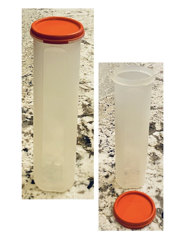 VINTAGE Tupperware Modular Mates Round #5 & POPPY RED Lid 4.75 Cups 11″ Tall