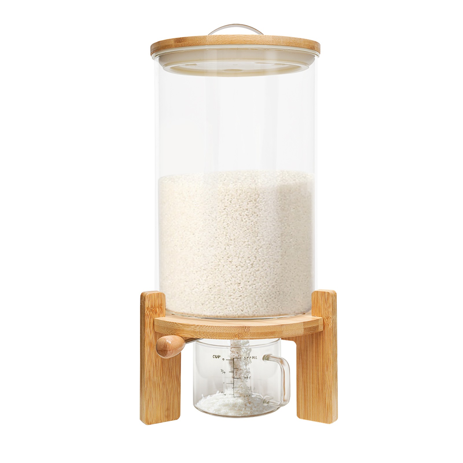 7.5L Rice Dispenser Airtight Storage Container Dry Food Storage W/ Cup Kitchen