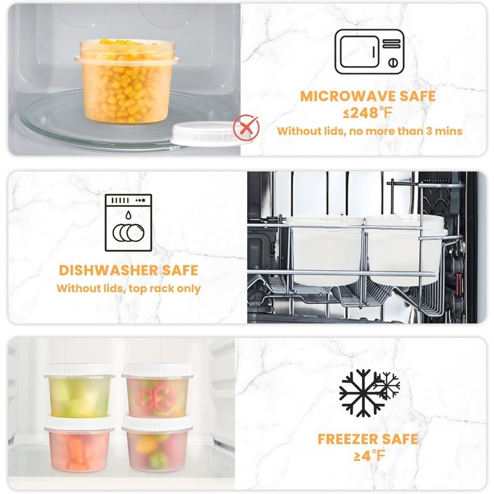 12 Oz Food Storage Containers with Screw Lids, 6-Pack Reusable Small Plastic
