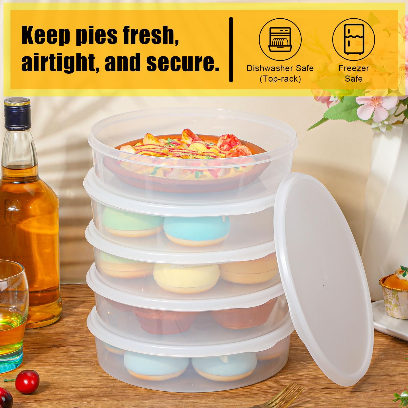 Colingmill 5 Pcs Plastic Deli Food Storage Containers with Lids clear