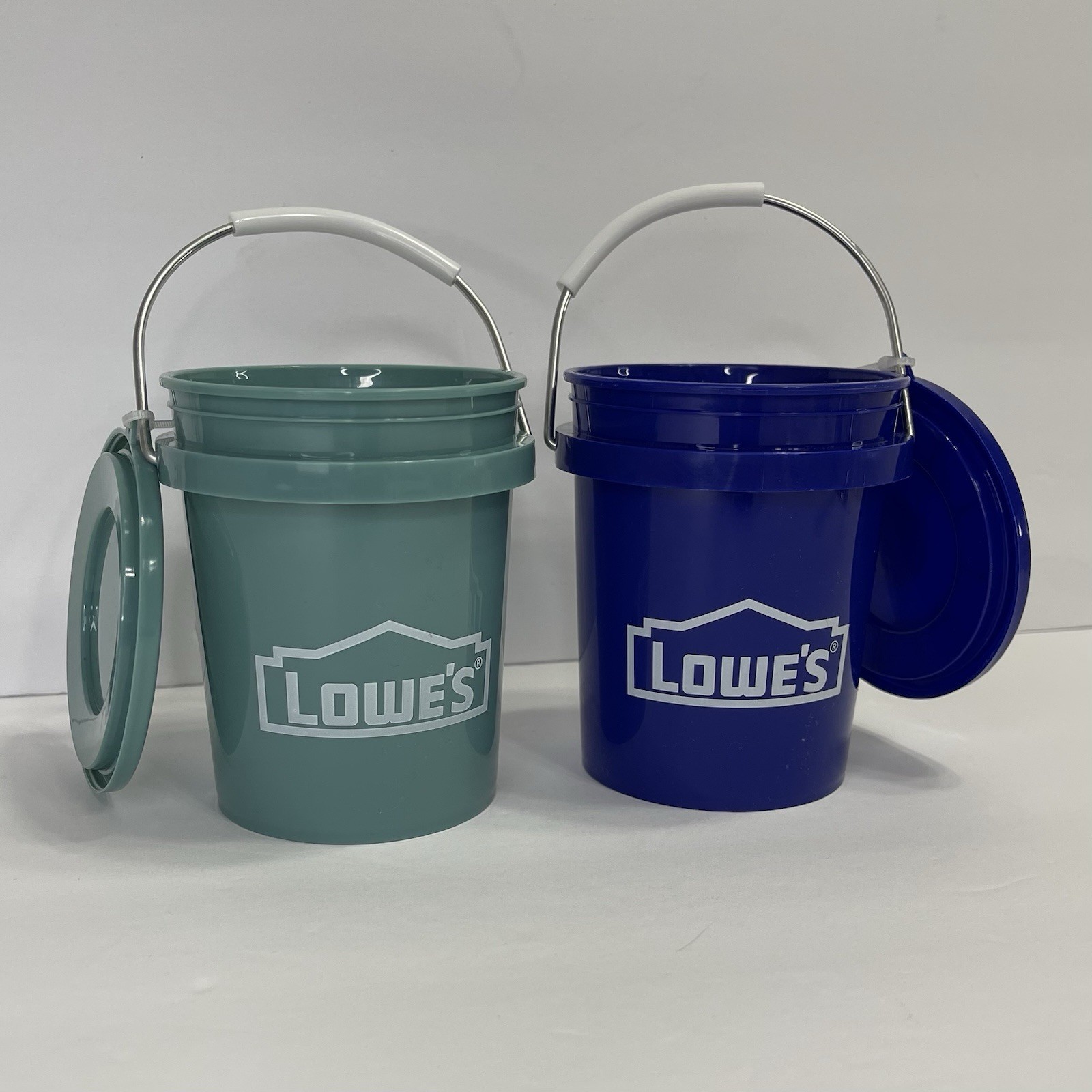 Lowe’s Mini Buckets w/ Lids Blue & Teal 0.42 Qt Food Safe BPAFree 2 Pack Set