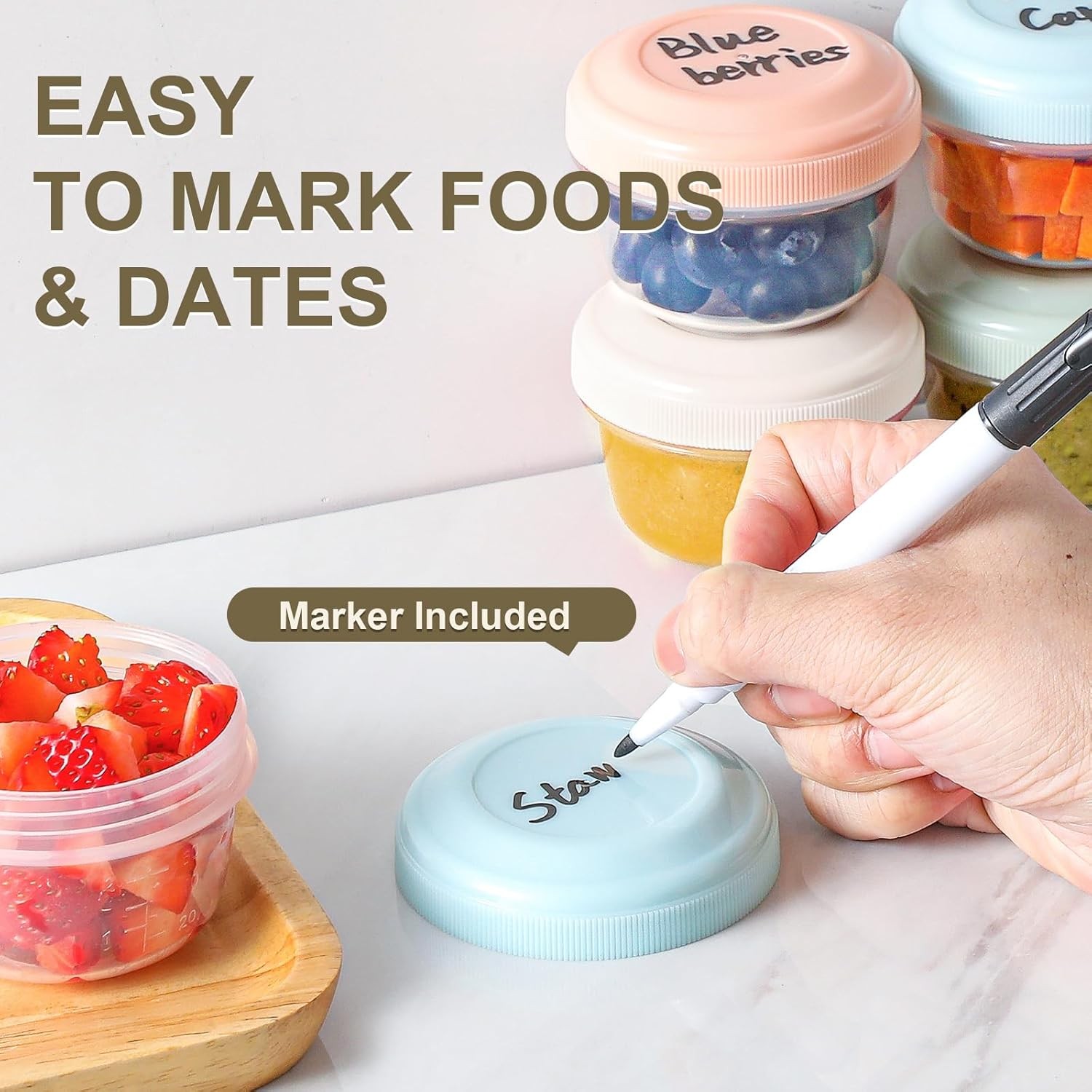 [16 Pack] 4 oz Small Containers with Lids, Reusable 16 PACK, [COLOR_OPTION]