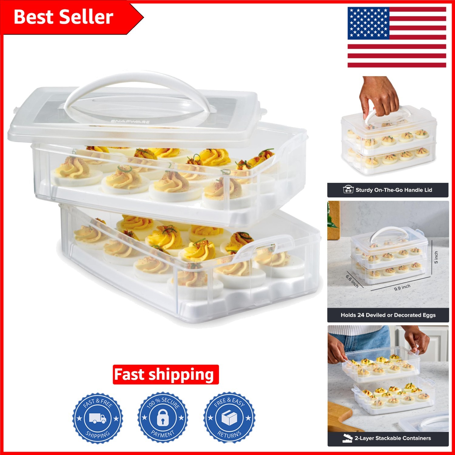 Luxury Detachable 24 Egg Storage Container – Dishwasher & Microwave Safe
