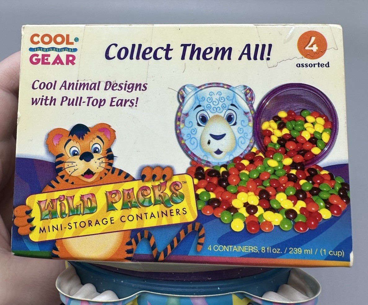 Vintage Cool Gear Wild Packs Mini Storage Containers Animal Faces Set of 4 NOS
