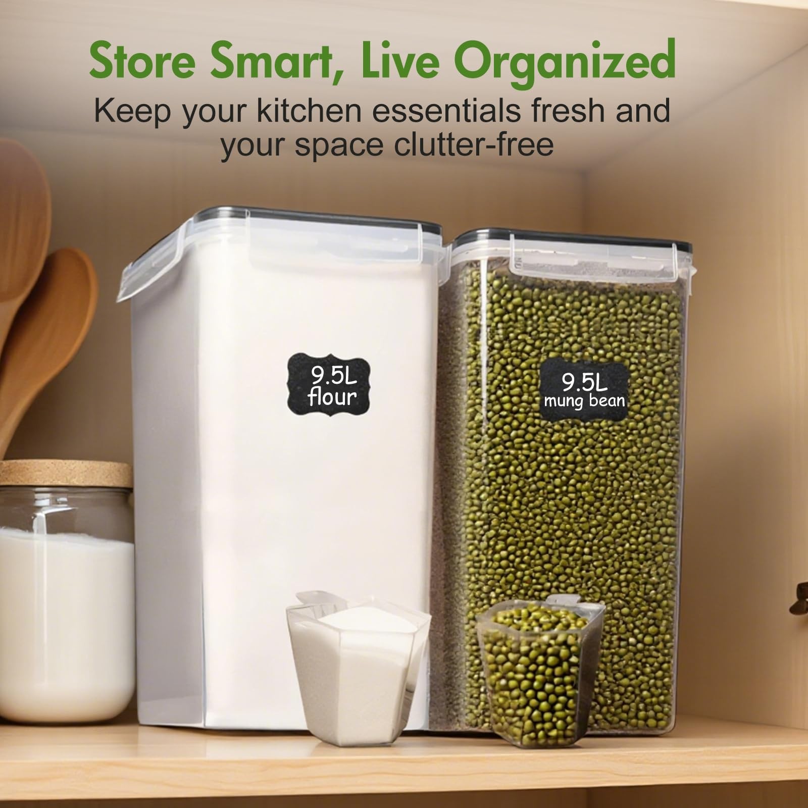 2 PC (9.5L | 321 Oz) Extra Large Airtight Food Storage Containers with Lids,K…