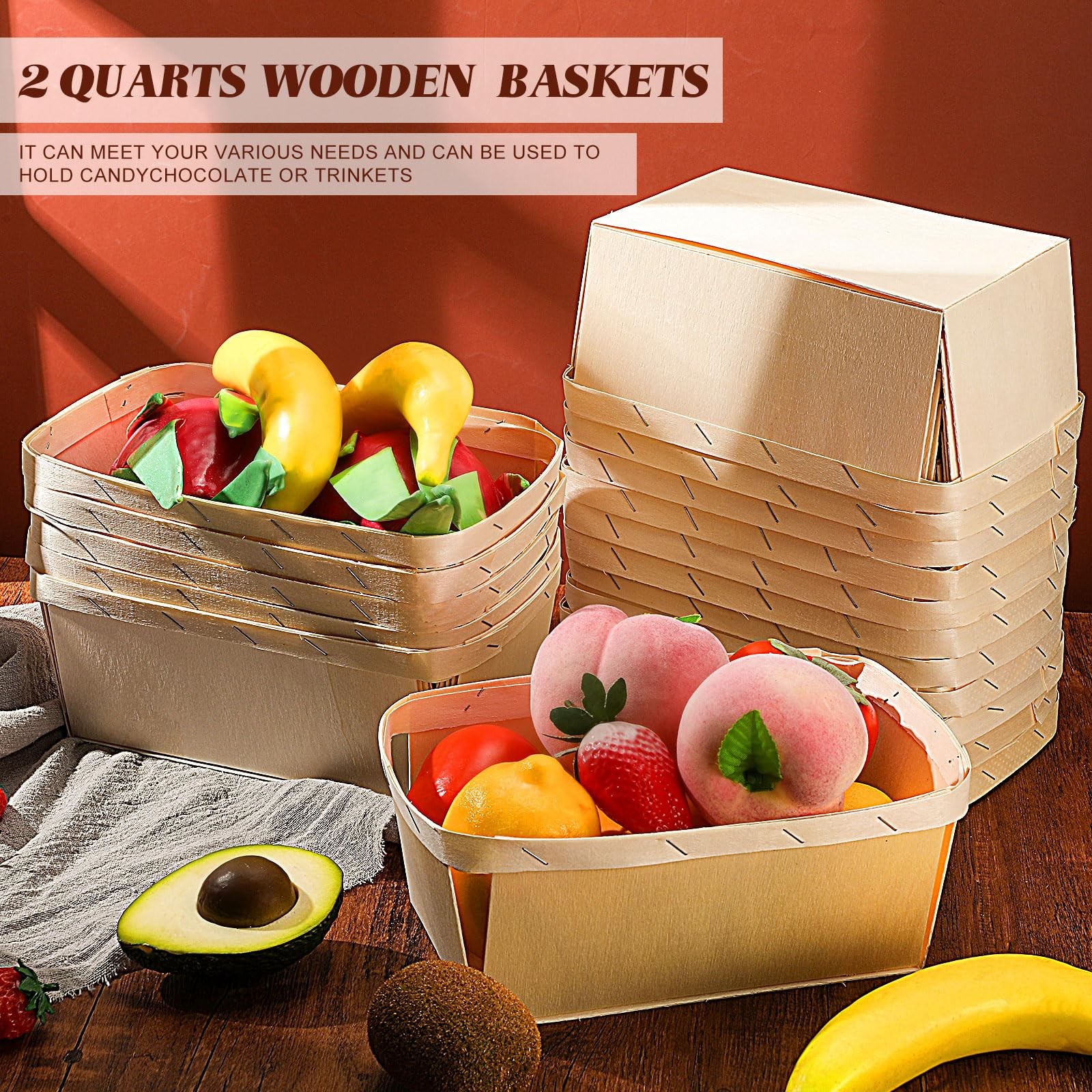 30 Pcs Wood Berry Basket Bulk 2 Quarts Berry Picking Wooden Baskets Wood Frui…