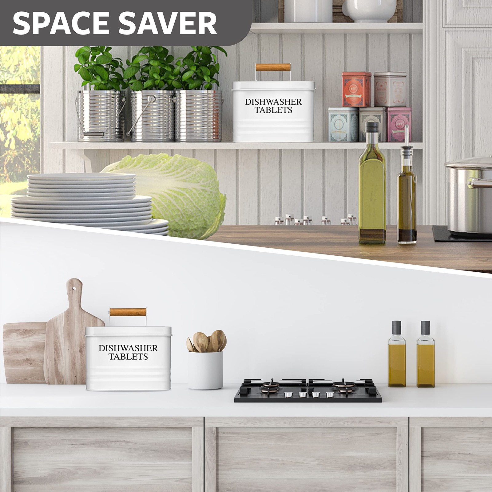 Modern Farmhouse Metal Dishwasher Pods Container Holder with Lid for Kitchen …