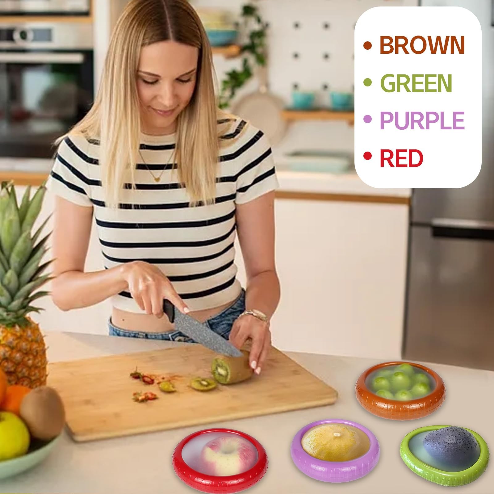 BAOKUA Avocado Saver and onion storage – Set of 4 Purple, brown, green, red