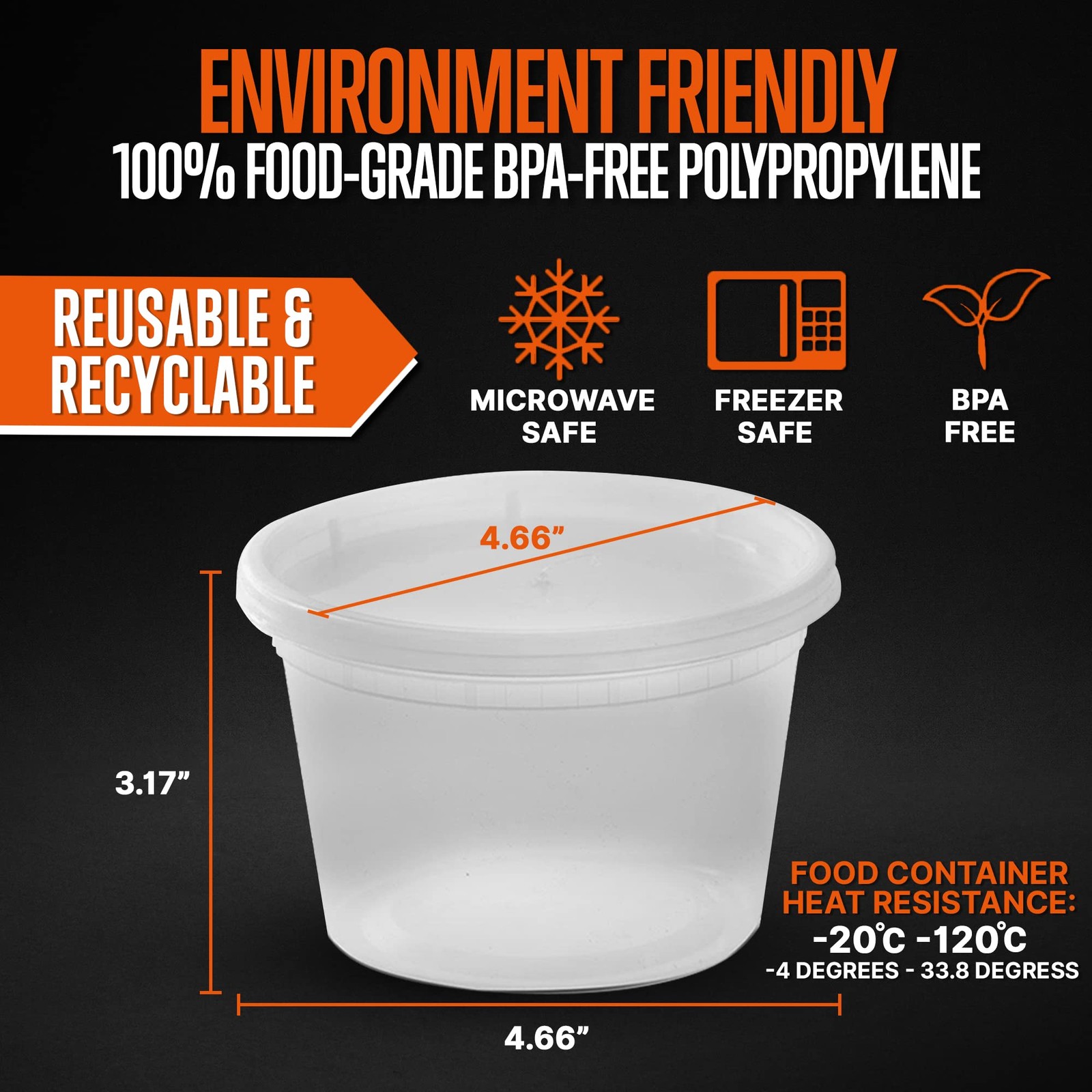 16oz Microwave & Freezer Safe Containers – BPA-Free, Leakproof Airtight Food …