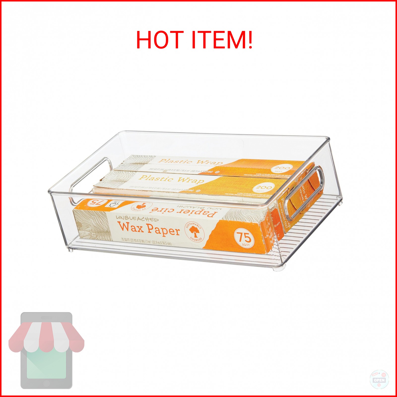 iDesign Stackable Fridge Bin – Storage Bin for Freezer or Pantry Organization, C
