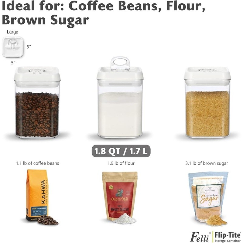 Pantry Storage Containers Set W/ Scoops Airtight Stackable Organization New