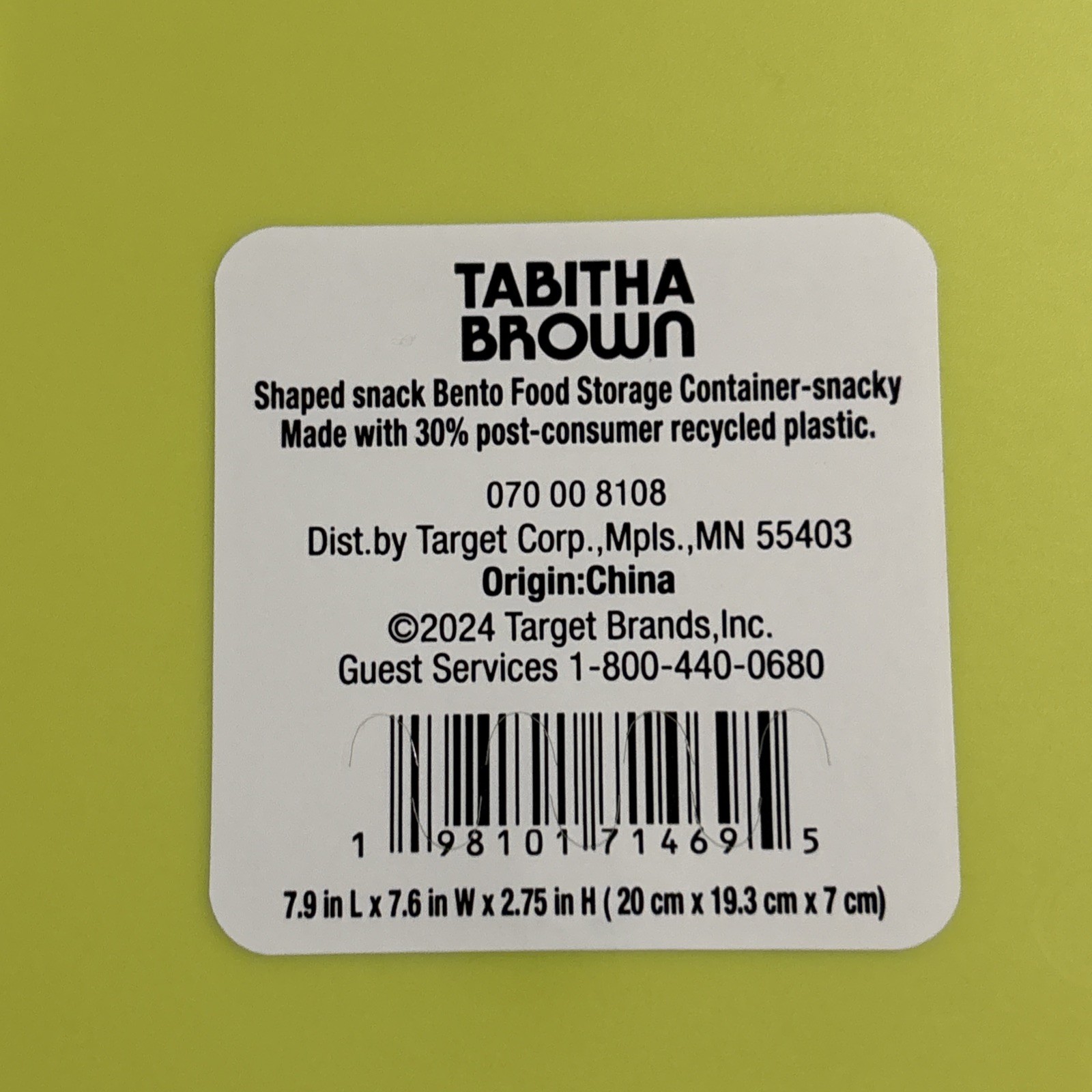 Tabitha Brown Snack Business Container with 4 sections 6.5″x6.5″x2.5″, Green NWT