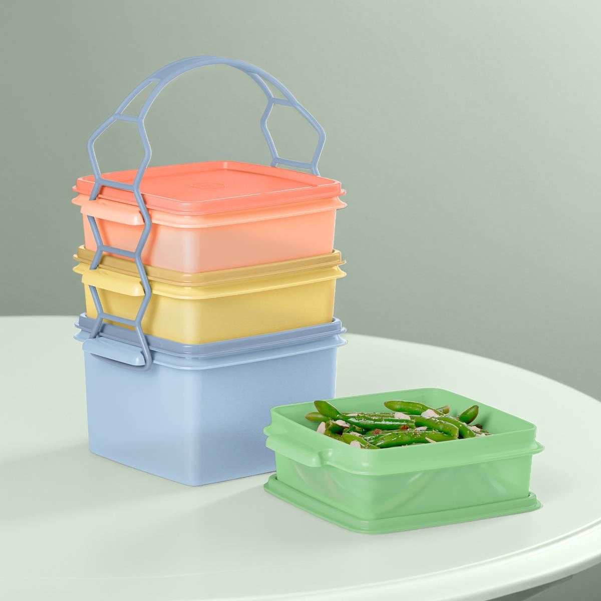 *Tupperware 9-Piece Carry-All Sheer Stackable Container Set —Multicolor