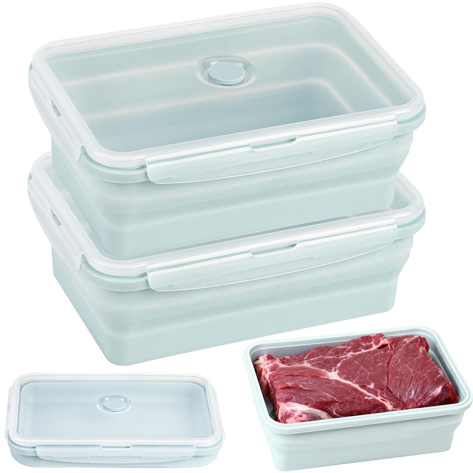 Extra Large Collapsible Silicone Food Storage Containers With Lids & Vent, 2 …