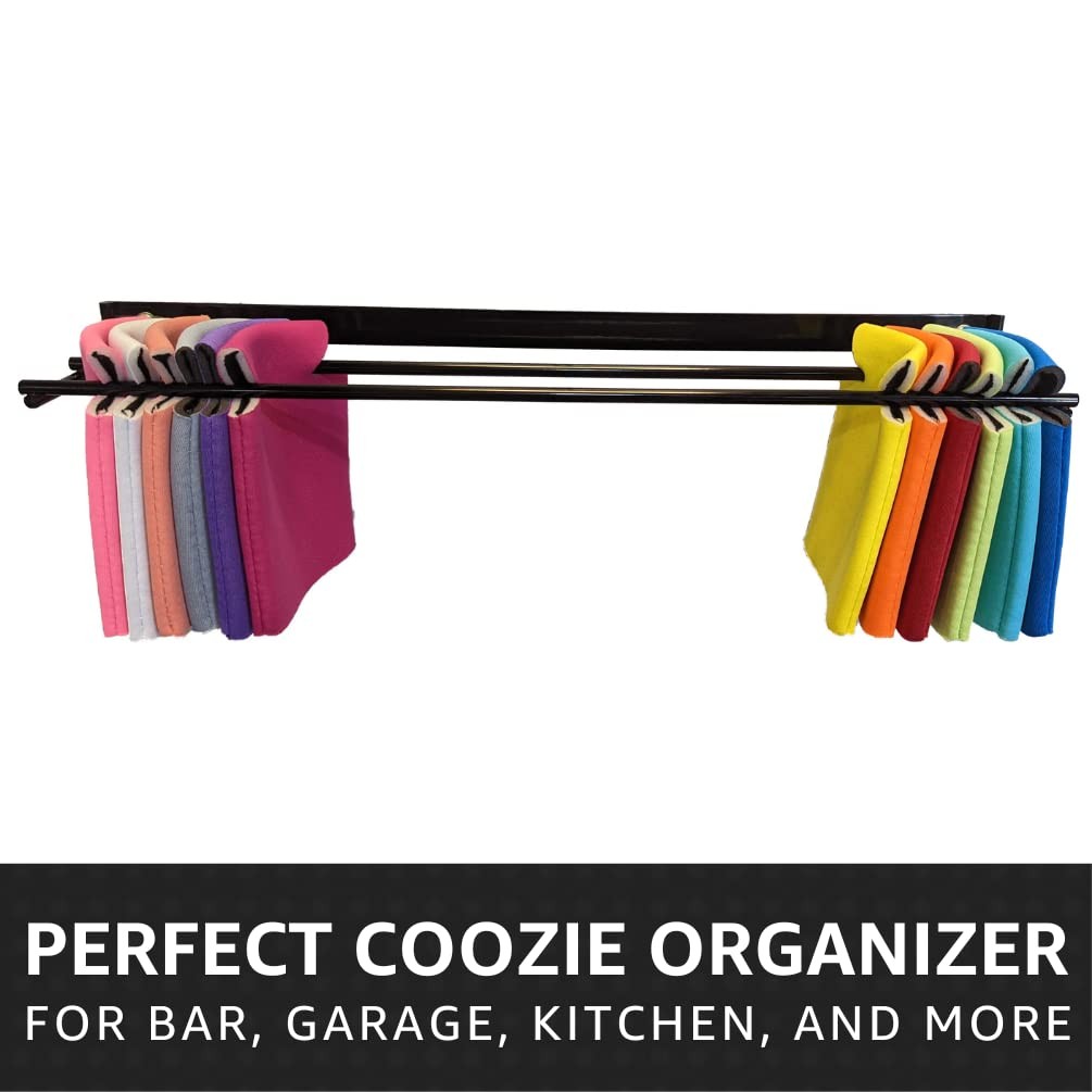 Wall Mounted Coozie Rack Storage Organizer | 17.5″ Floating Shelf for Bulk Beer