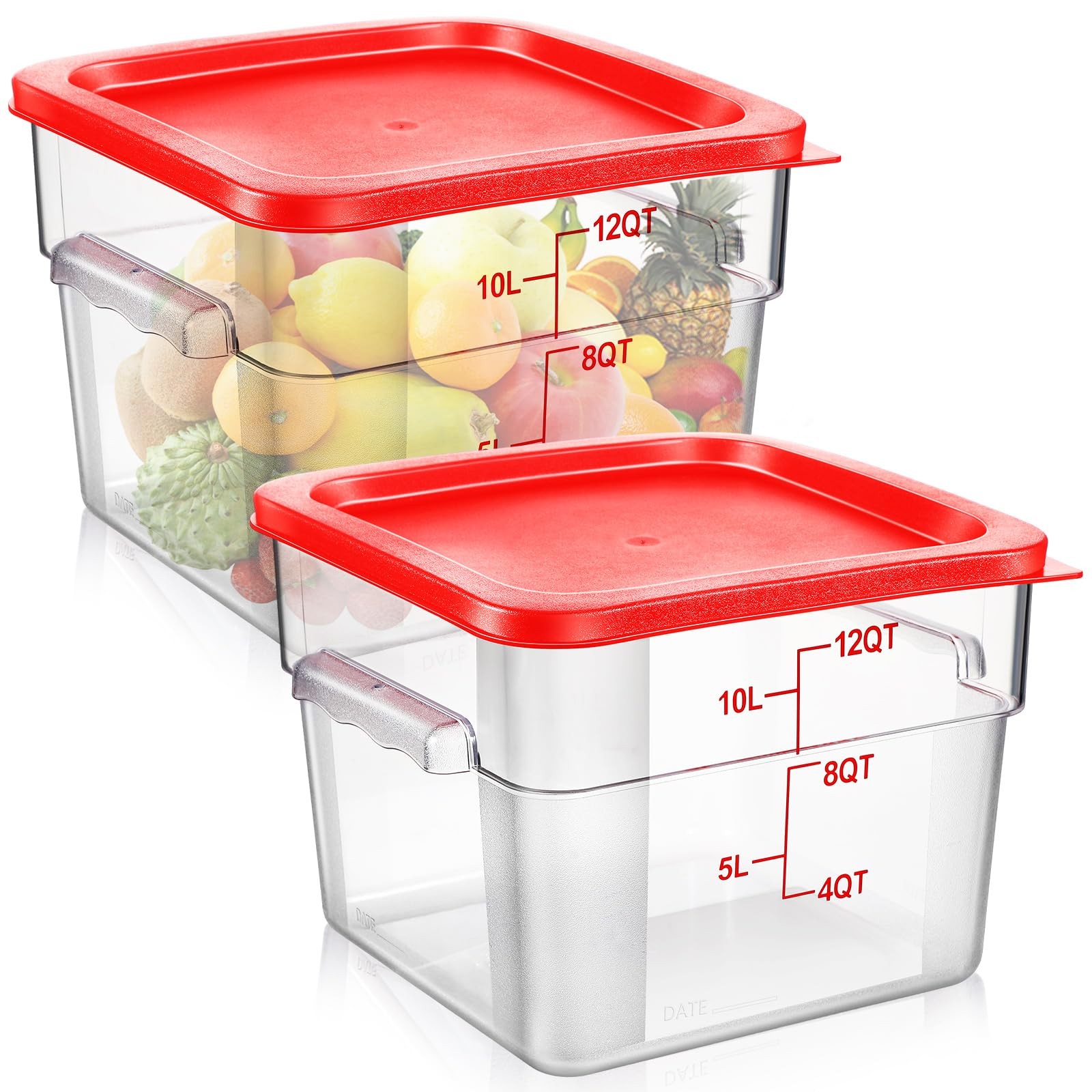 Suclain 2 Pcs Square Food Storage Container Polycarbonate Clear Food Containe…