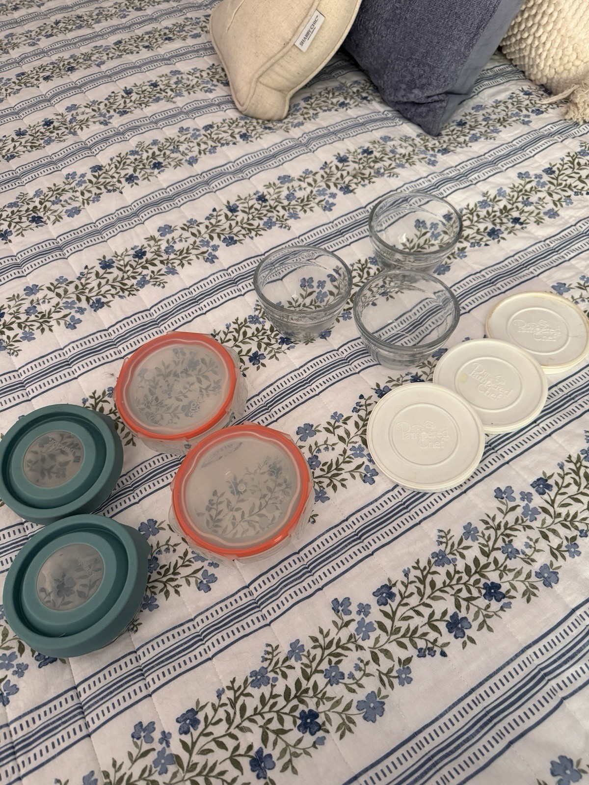 LOT 7 Glass Storage Containers With Lids Pampered Chef Anchor Pyrex Snap Wear