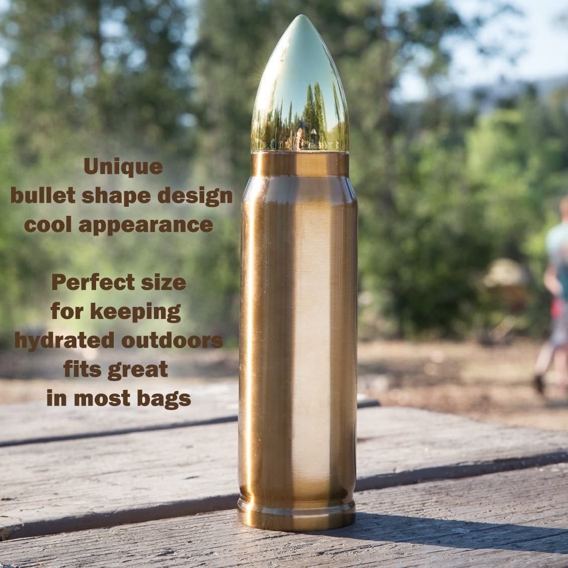 Caliber Gourmet Bullet Shaped Thermos Bottle – 17Oz Novelty Bullet Tumbler