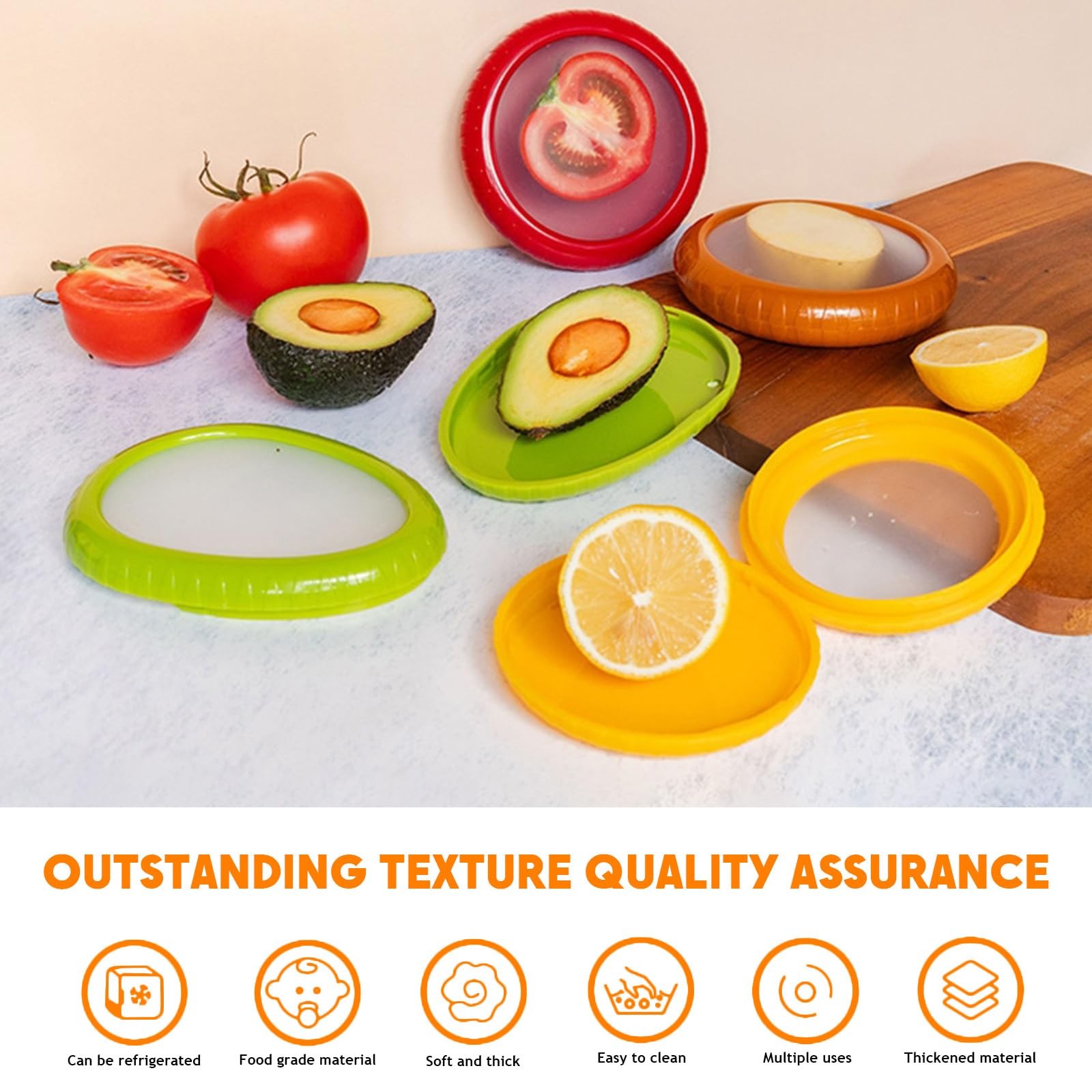 4 PCS Silicone Fruit and Vegetable Containers for Fridge, Reusable Fruit Stor…