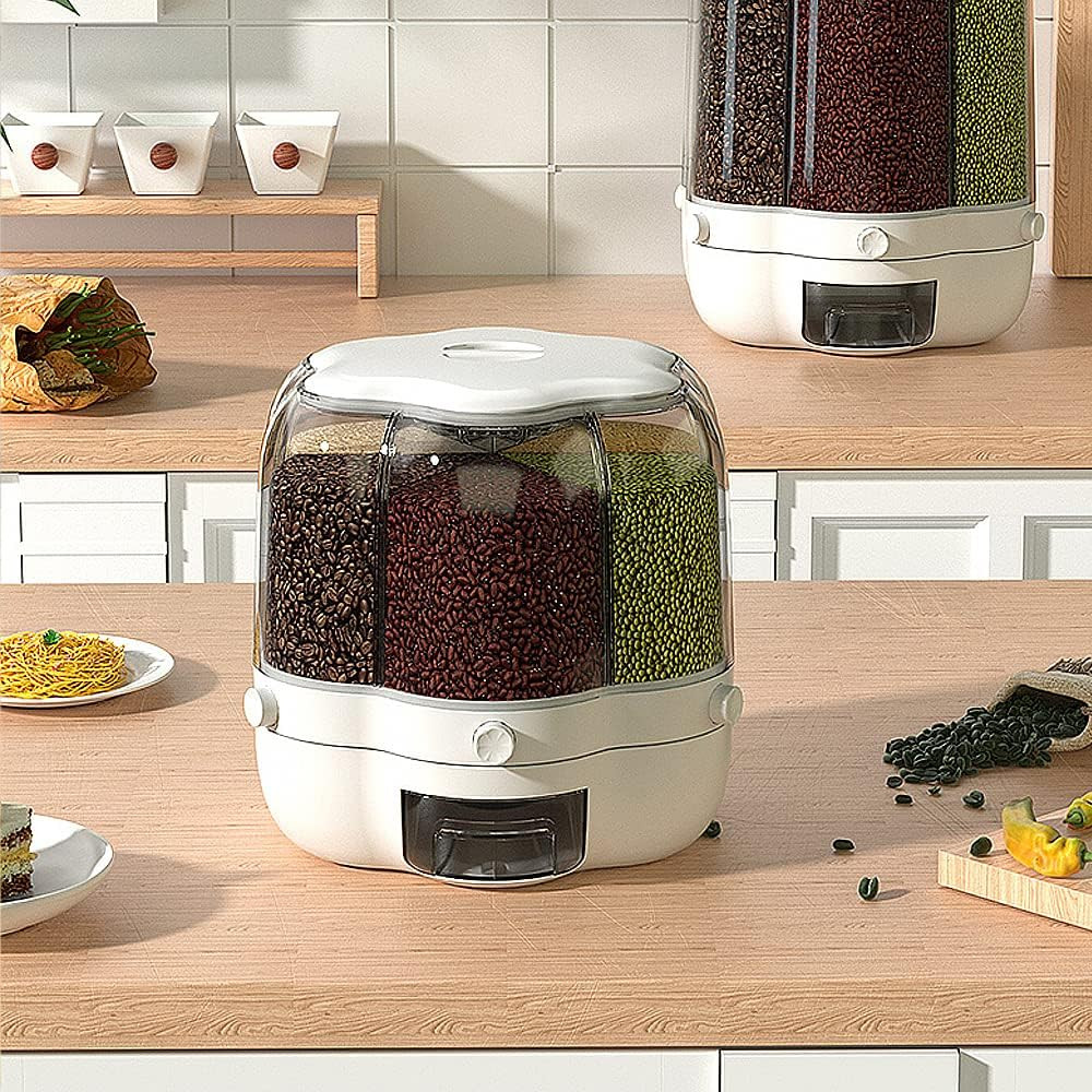 30Lb Rice and Grain Storage Container, 360° Rotating Food Dispenser Measuring Cy