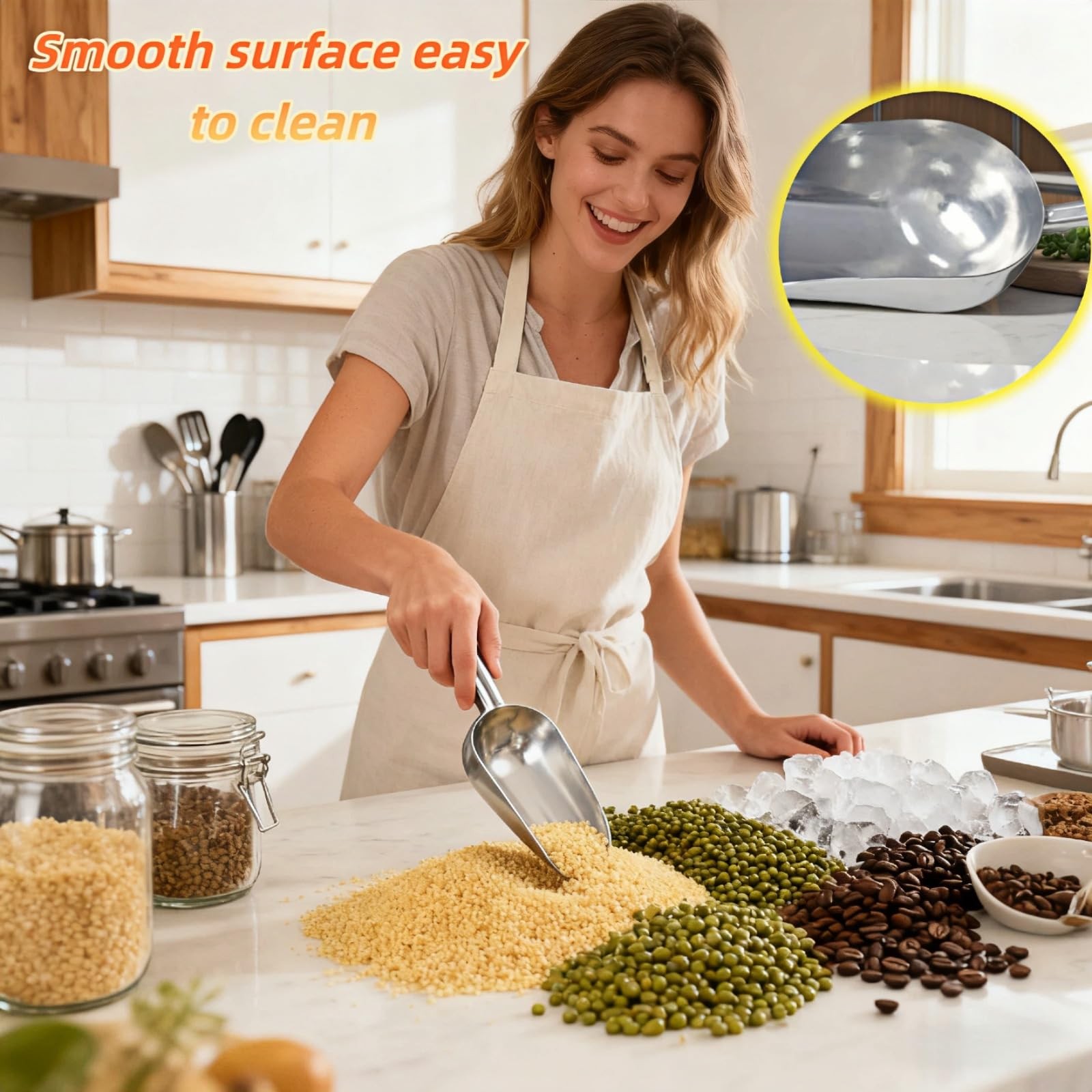 Ice Scoop, Heavy Duty Cast Aluminum, Ergonomic S-Curve Handle, Commercial Gra…