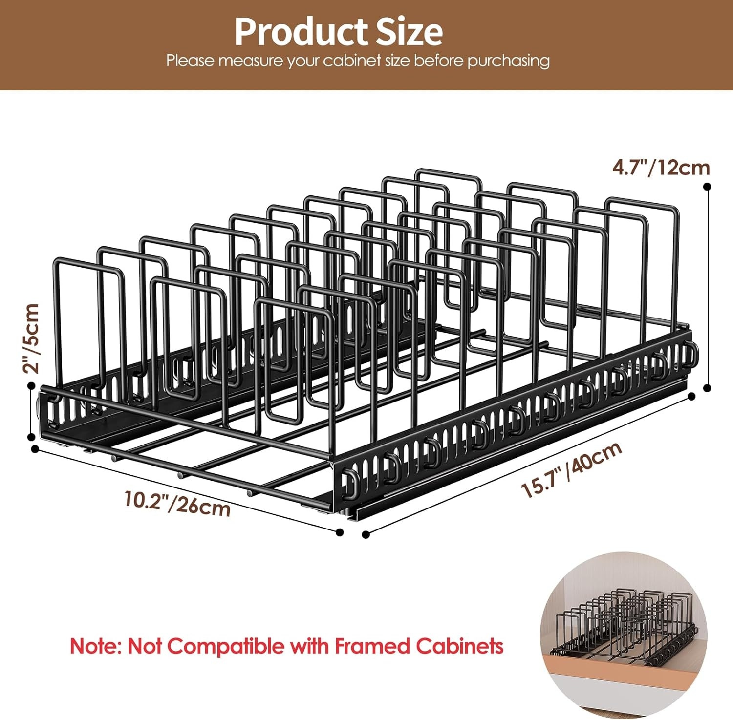 Sliding Lid Organizer for Tupperware – Pull Out Rack with 10 Dividers