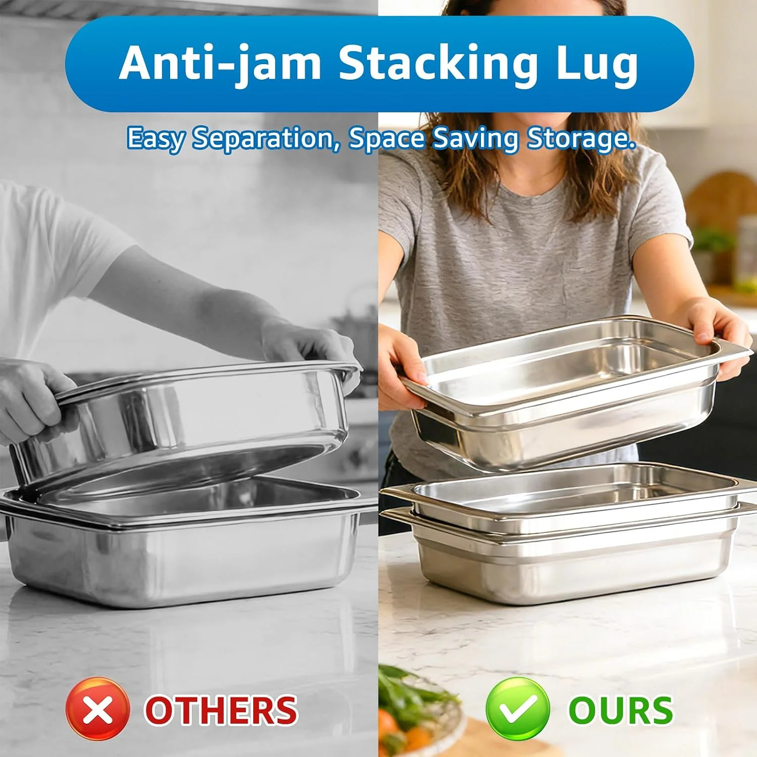 1/2 Half Size Commercial Hotel Pans 4″ Deep (4 Pack), Stainless Steel Steam Tabl