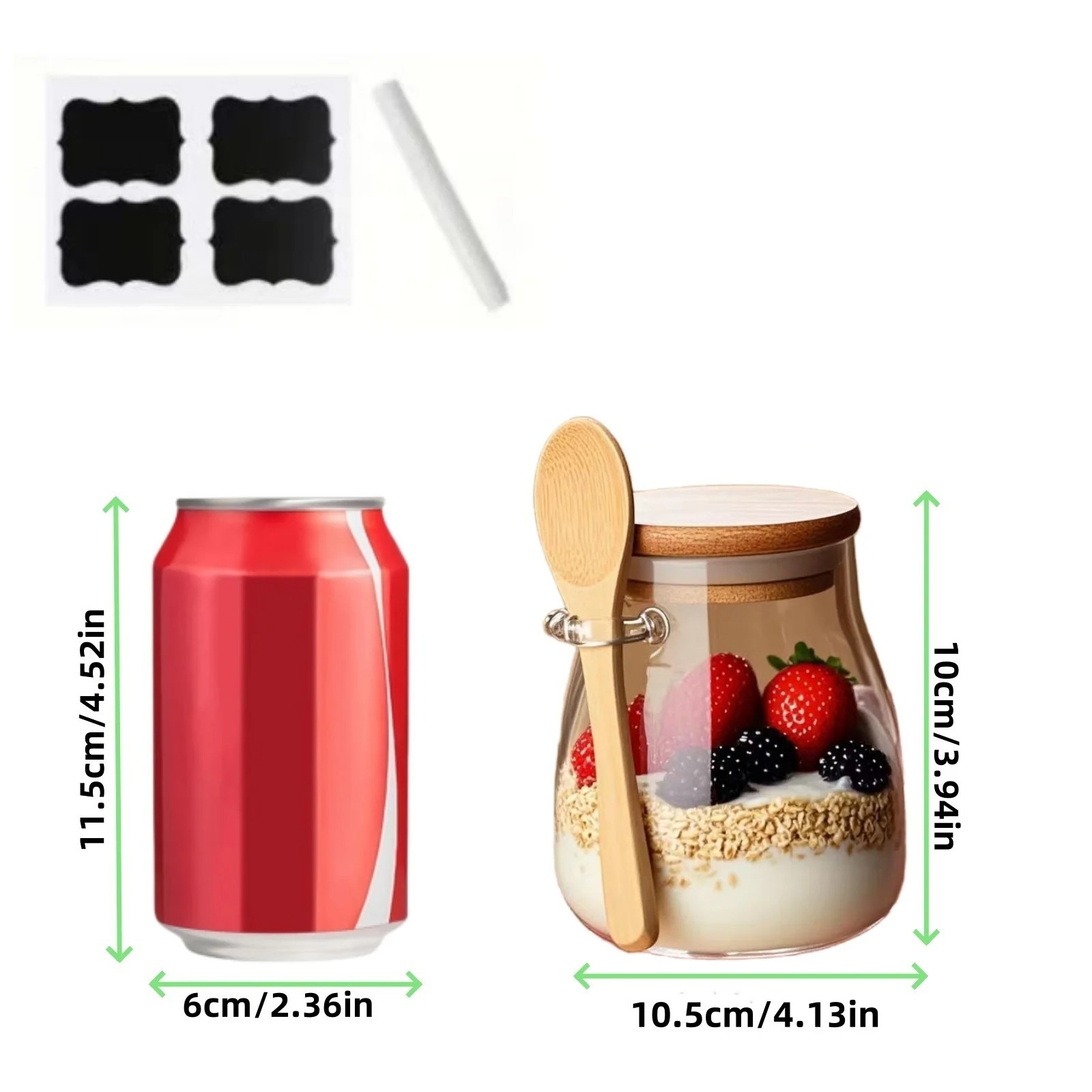 1/2/4 Pack 16oz Glass Overnight Oats Jars with Lids Meal Prep Containers Set