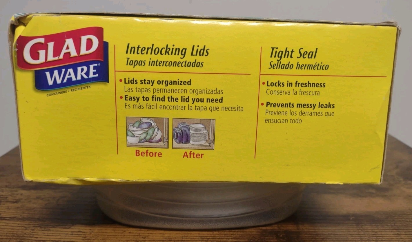 Vtg Gladware Storage Containers 5 Entree Size Tight Sealing With Lids 3 1/8 Cups