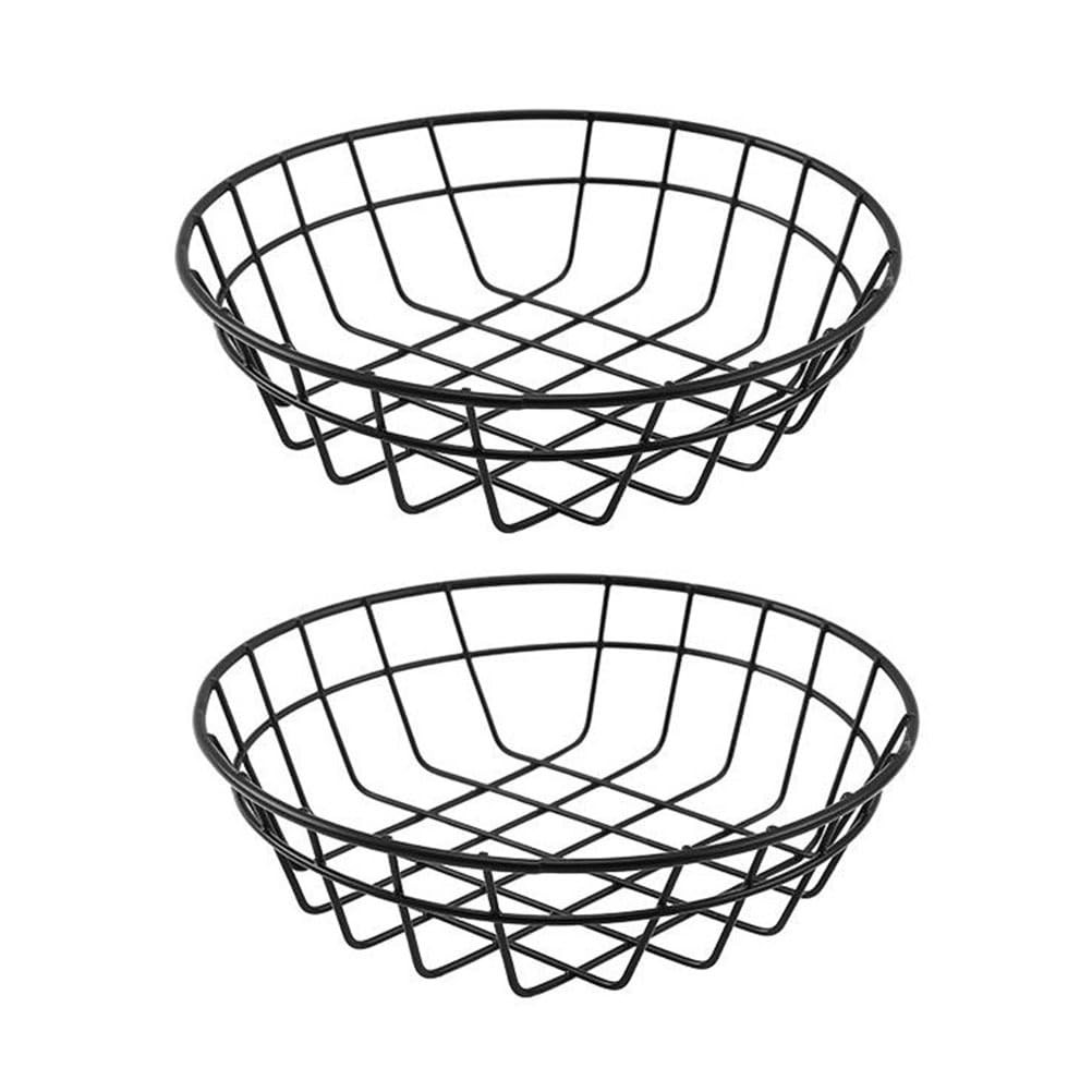 2 Pcs Wire Bread Basket 7.67 Inch Chrome Oval Metal Fast Food Baskets for Ser…
