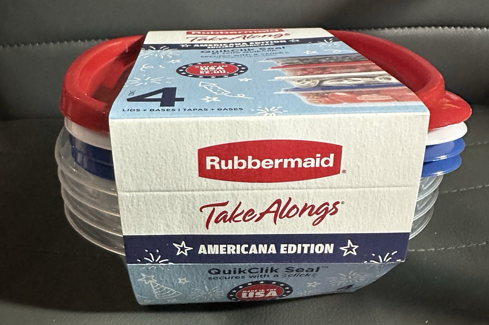 Rubbermaid TakeAlongs 4-Pack Red/White/Blue 2.9 Cup Sandwich Box Containers