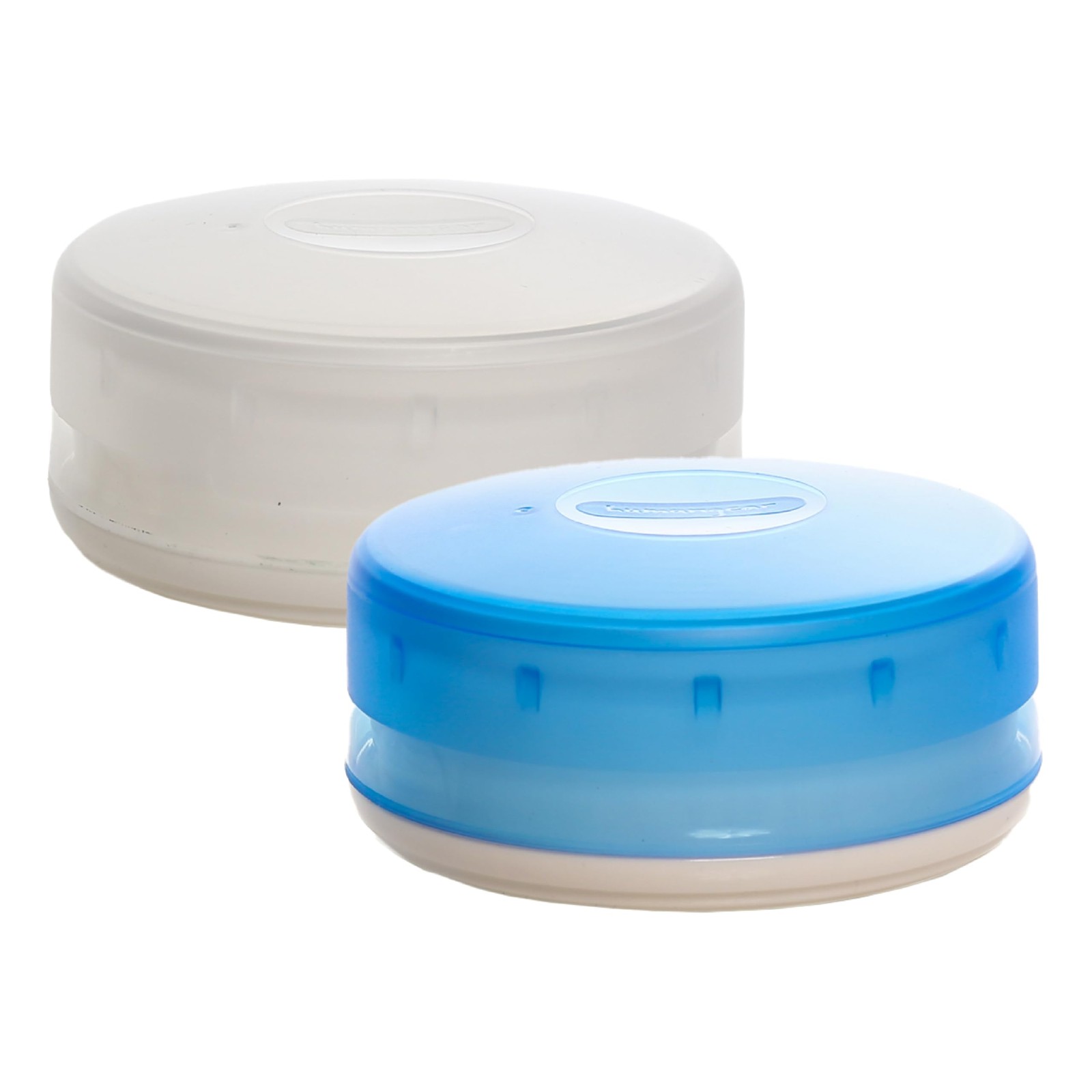 humangear GoTubb 2 Pack Clear Blue Food Storage Containers One Hand Open