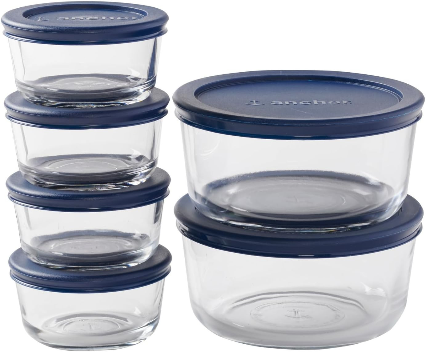 12-Piece Glass Food Storage Set with Navy Blue Lids – Durable & Versatile