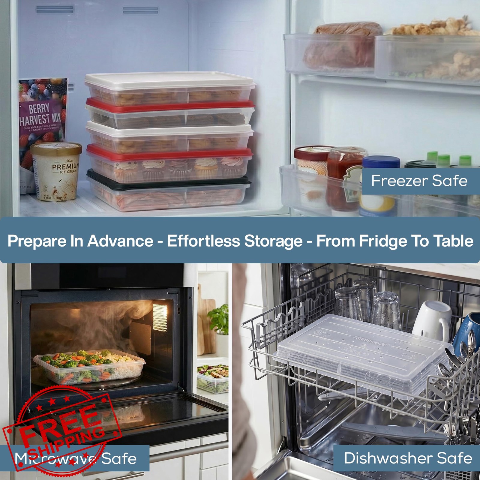 SIGNORA WARE 2pk Black Deli Meat Containers Airtight Fridge