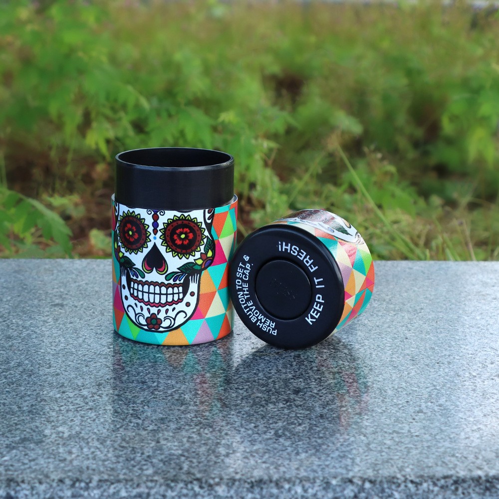 Sealed For Freshness, Perfect For Tobacco – 2PCS Skull Printed Storage Jar