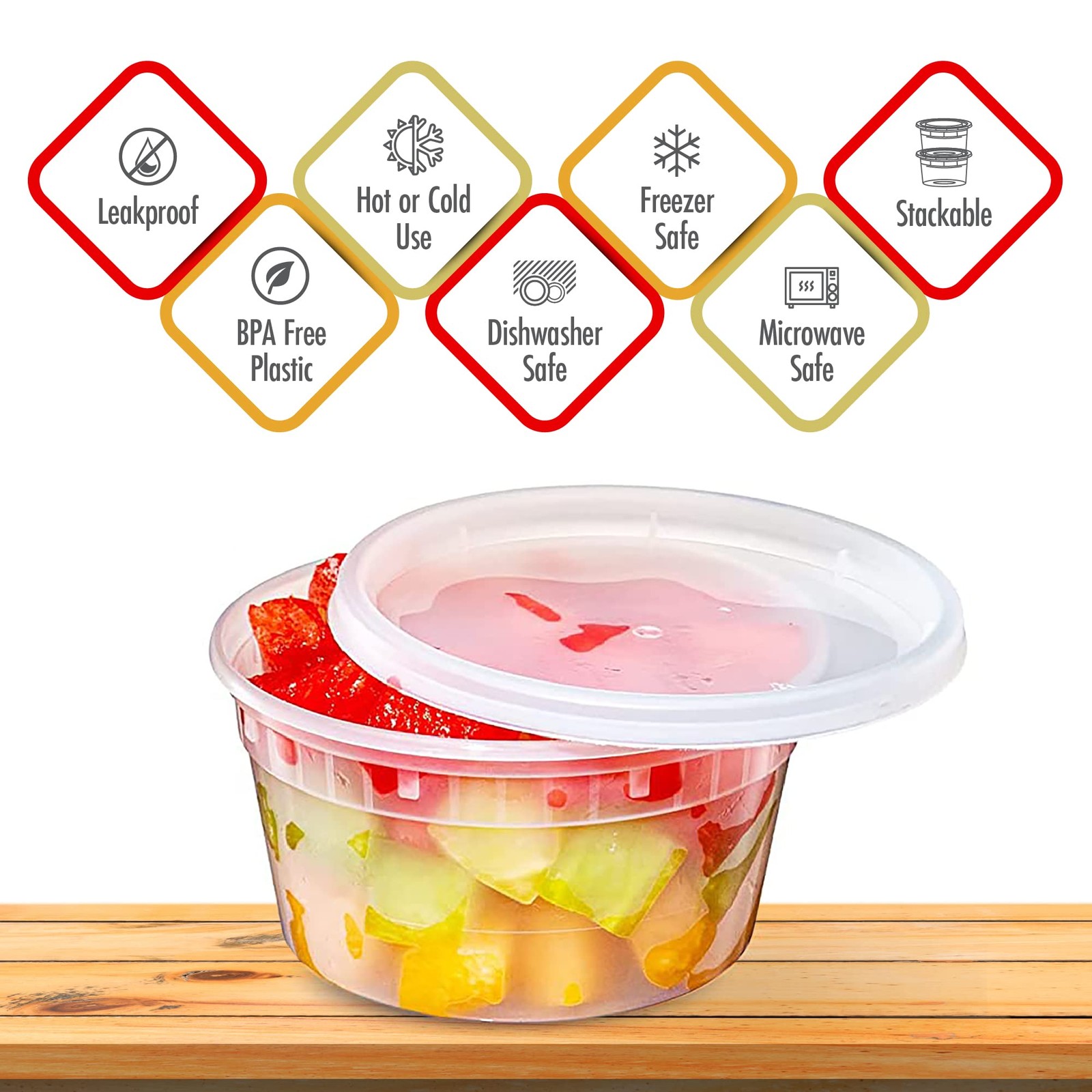 16oz-Deli Containers with Lids Leakproof – 50 Pack BPA-Free Plastic Microwave…