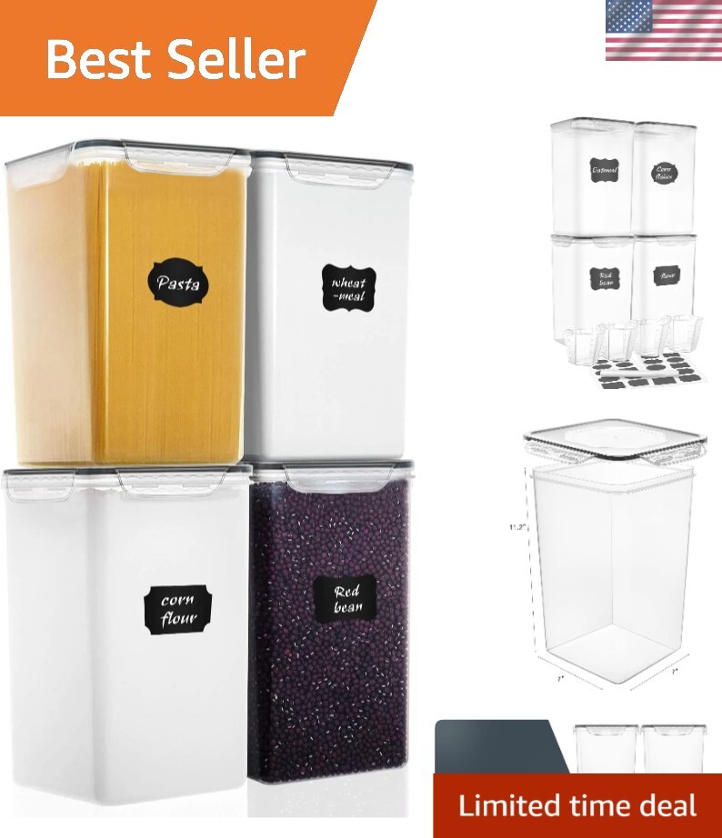 Wide & Deep Airtight Kitchen Storage Containers – Ideal for Flour, Sugar, Cereal