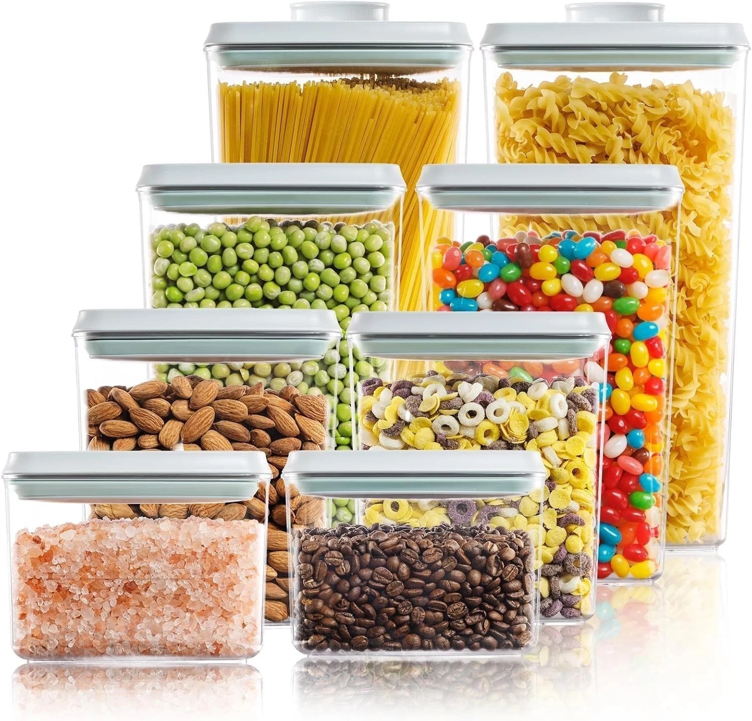 Clear 8-Piece Pantry Organizer: Airtight Storage for Cereal, Pasta & More