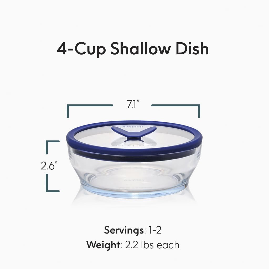 Anyday 4-Cup Glass Food Storage with Lid, Medium, Clear – Blueberry